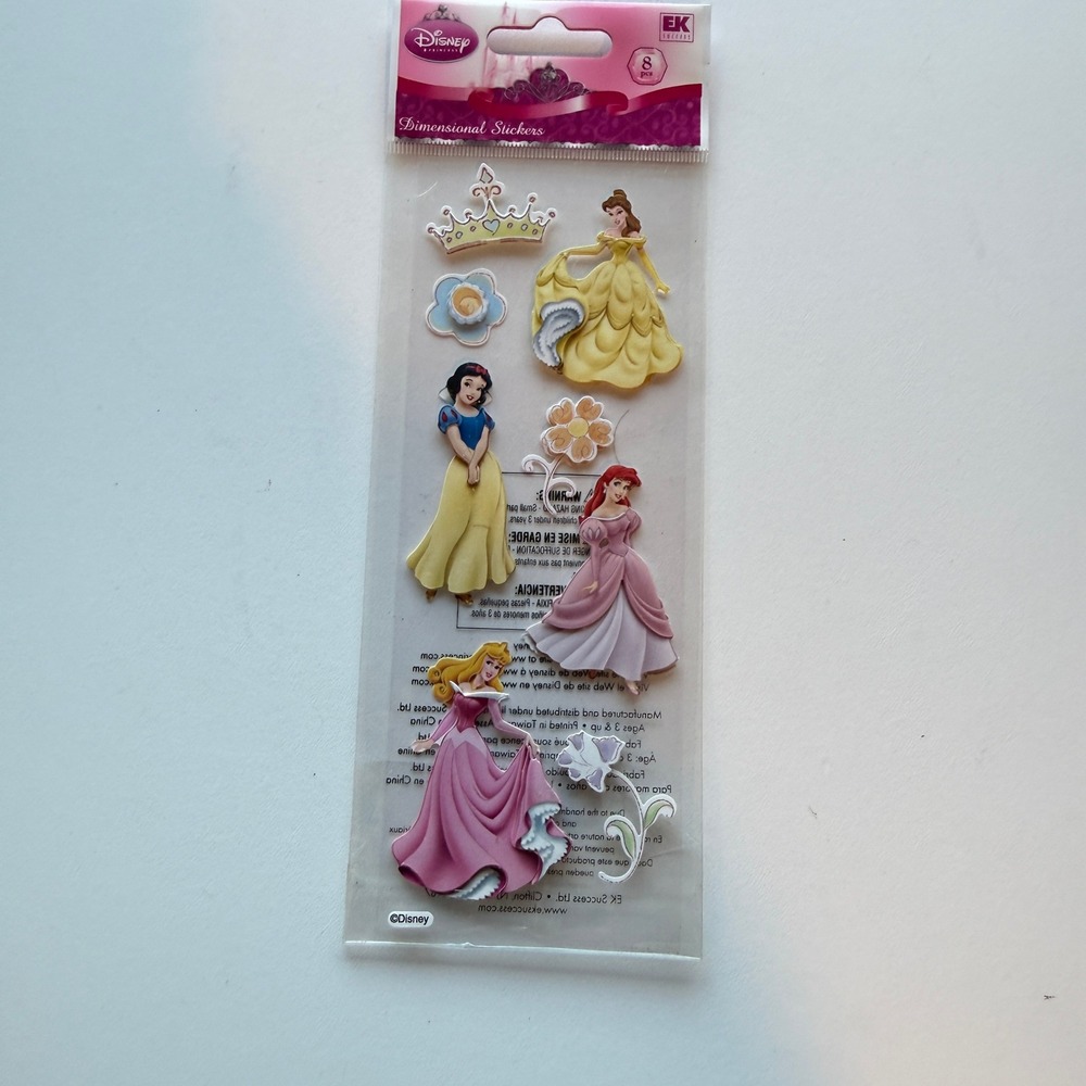 Disney Princess Dimensional Stickers EK Success 8pc Belle Ariel Aurora SnowWhite
